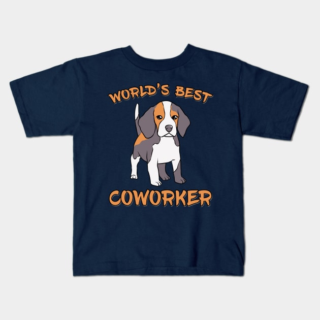 Beagle World's Best Coworker WFH Kids T-Shirt by DeesDeesigns